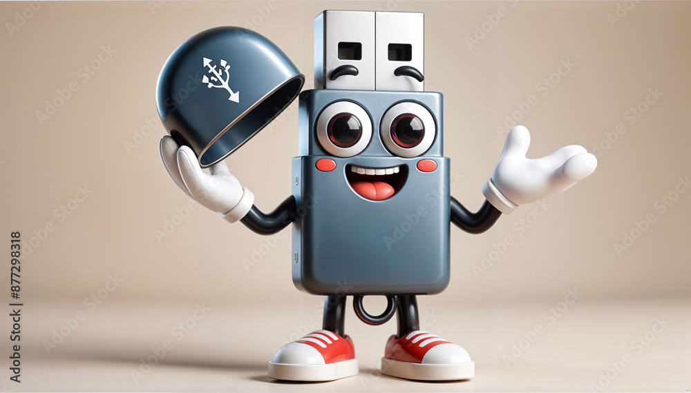 Meet Your Digital Buddy: A Friendly and Animated USB Flash Drive Character with a Happy Expression, Happy Data Keeper Meet Your Digital Buddy: A Friendly and Animated USB Flash Drive Character with a Happy Expression, Happy Data Keeper