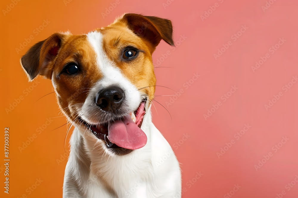 Jack Russell Terrier Dog winking and sticking out tongue on solid color bright background Jack Russell Terrier Dog winking and sticking out tongue on solid color bright background