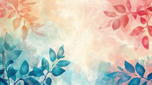 banner. Delicate watercolor illustration of soft pink and red flowers blooming in a dreamy, pastel-hued garden. soft focus. copy space