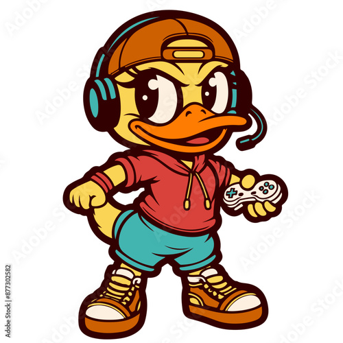 Mighty duck gaming mascot cartoon character © Junnie