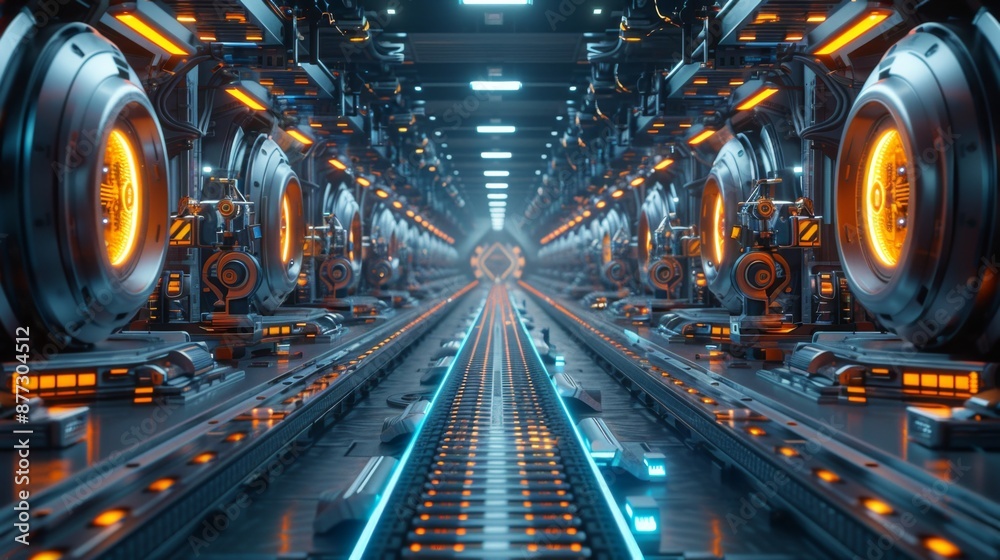 Futuristic Industrial Facility with Advanced Robotics - Generative AI Futuristic Industrial Facility with Advanced Robotics - Generative AI