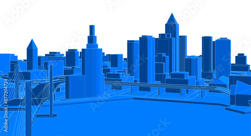 modern city panorama 3d illustration	

