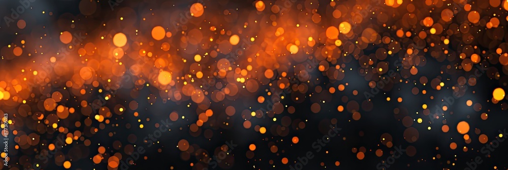 Fototapeta premium Abstract black and orange background with floating particles