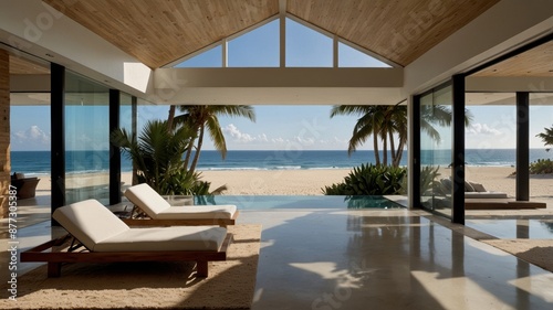 Glass-and-Steel Minimalist Beach House © Halloway