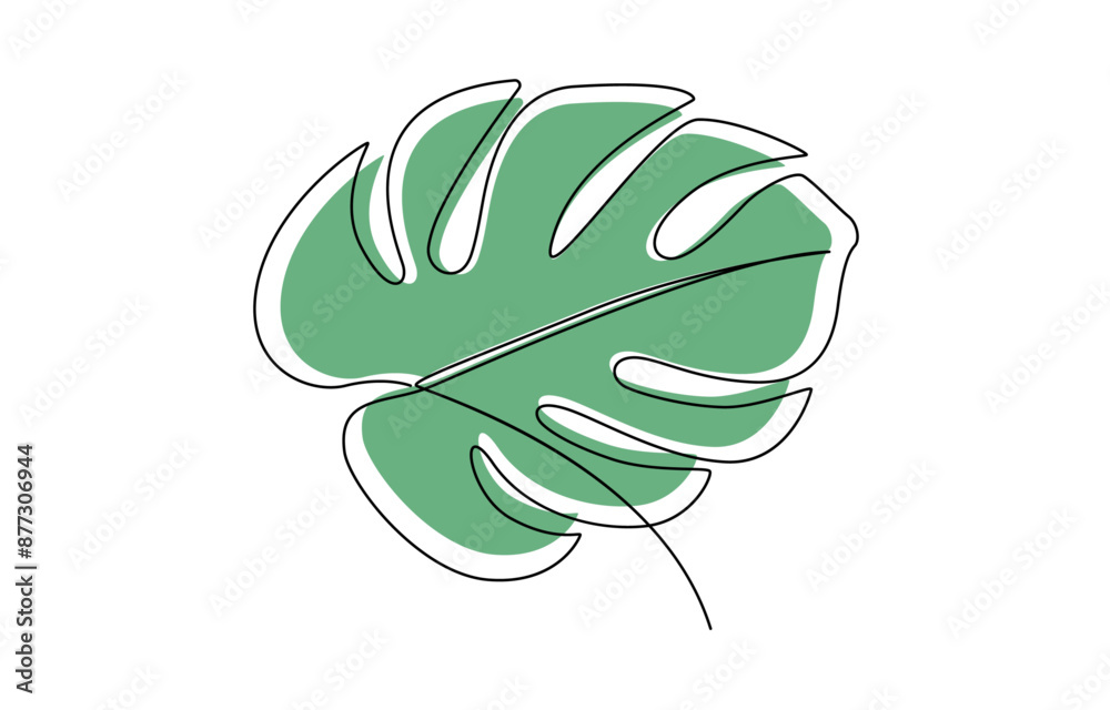 Monstera leaf line art. Tropical leaves continuous line draw design isolated on white background. Botanical nature concept, Monstera leaf one continuous line art. Nature plant minimalism design hand Monstera leaf line art. Tropical leaves continuous line draw design isolated on white background. Botanical nature concept, Monstera leaf one continuous line art. Nature plant minimalism design hand