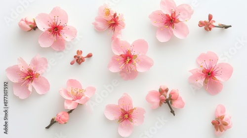 Wallpaper Mural Peach flowers isolated on white background Torontodigital.ca