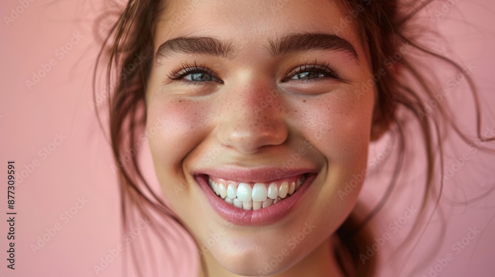 Beautiful young model, close-up mouth, smiling with clean teeth. Beautiful young model, close-up mouth, smiling with clean teeth.