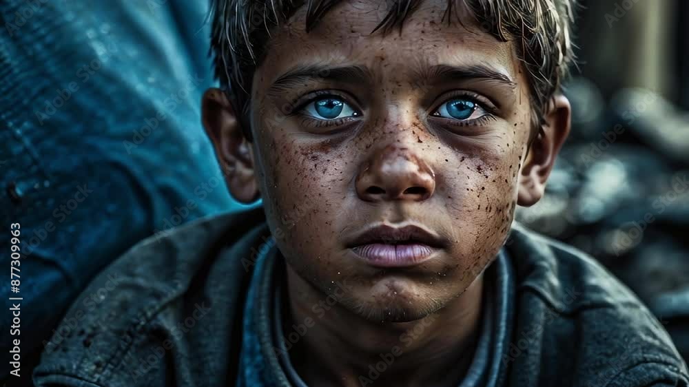 Abandoned Innocence: Portrait of a Destitute Boy. Generated with Ai Abandoned Innocence: Portrait of a Destitute Boy. Generated with Ai