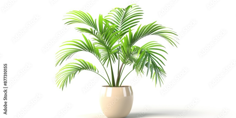 Palm Plant In Pot. Isolated White Background, Nature, Leaf and Tree Concept Palm Plant In Pot. Isolated White Background, Nature, Leaf and Tree Concept