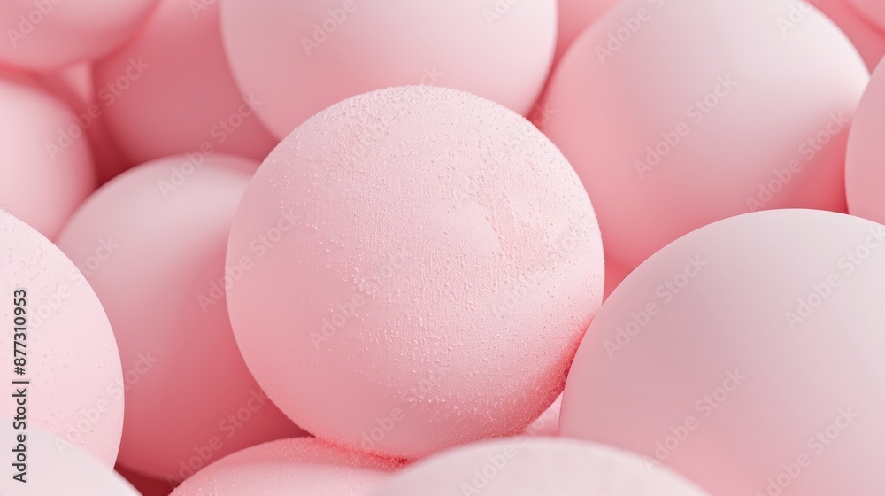 A closeup abstract 3D composition featuring soft pillowy bubblelike shapes in a uniform light pink color The shapes have a smooth slightly textured surface with a matte finish giving them a plush and A closeup abstract 3D composition featuring soft pillowy bubblelike shapes in a uniform light pink color The shapes have a smooth slightly textured surface with a matte finish giving them a plush and