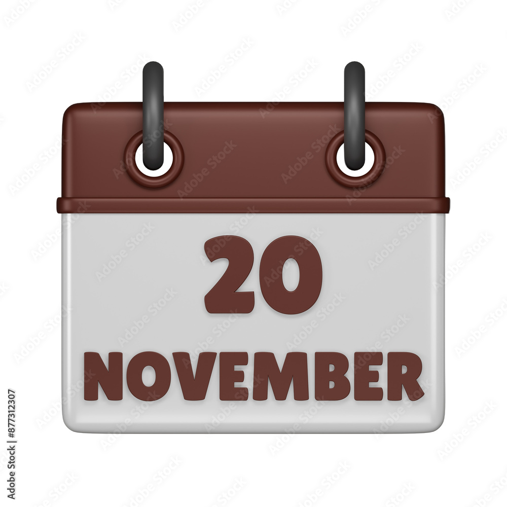 20 November calendar 3d icon 20 November calendar 3d icon
