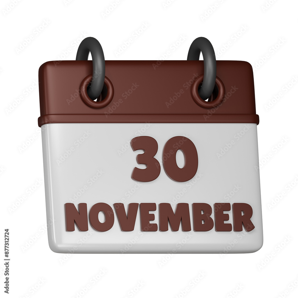 30 November calendar 3d icon