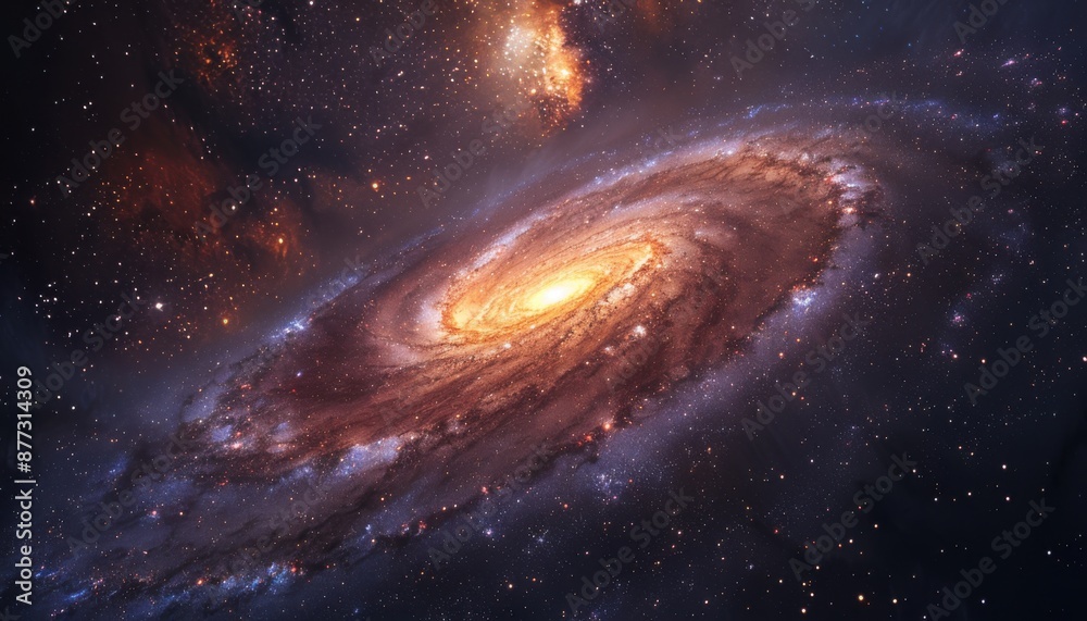 Fototapeta premium Galaxy background featuring a spiral galaxy