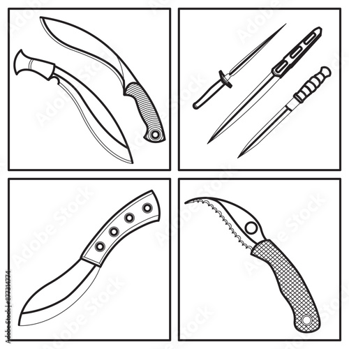 Various Types of Dagger, Knife, Blade