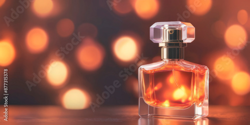 a bottle of perfume on a background of fire heat