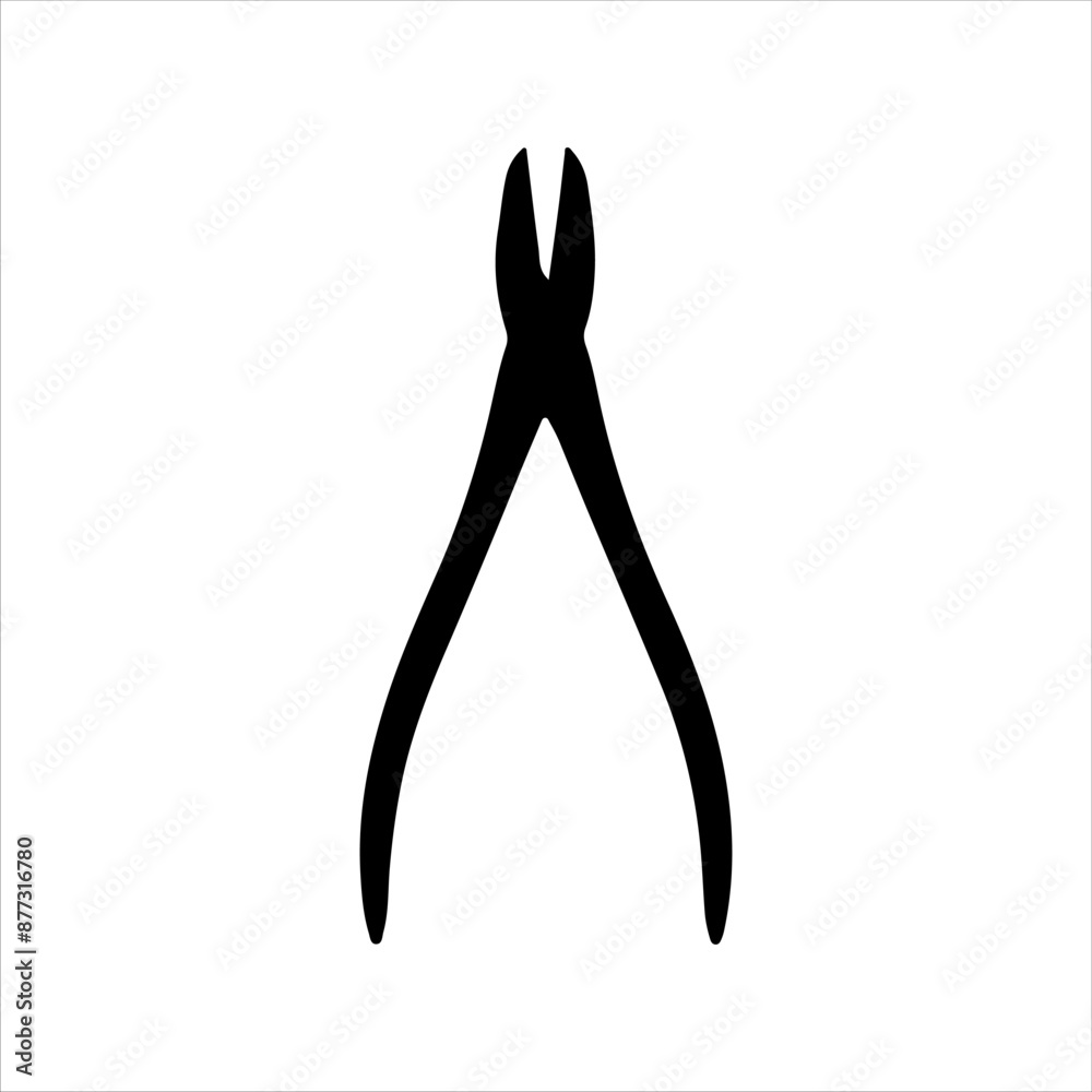 Old wire cutter silhouette on white background. Cutter icon sign vector illustration design. Old wire cutter silhouette on white background. Cutter icon sign vector illustration design.
