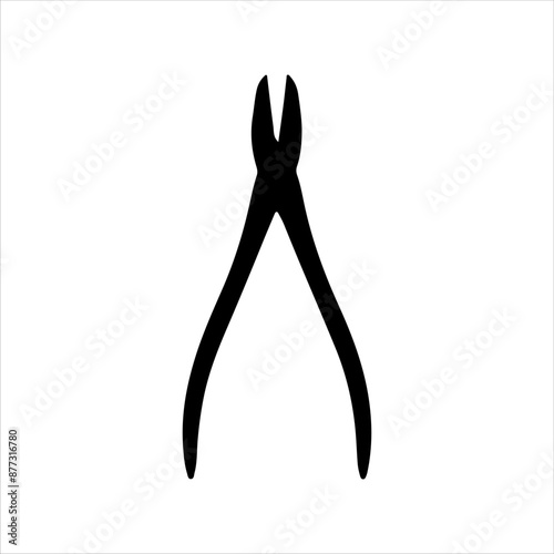 Old wire cutter silhouette on white background. Cutter icon sign vector illustration design.