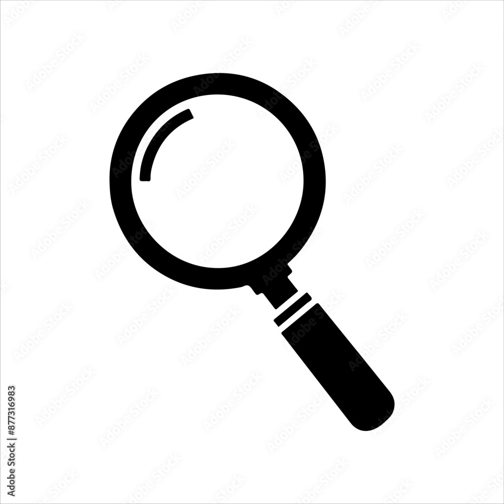 Magnifier vector silhouette on white background. Magnifier icon sign vector illustration design. Magnifier vector silhouette on white background. Magnifier icon sign vector illustration design.