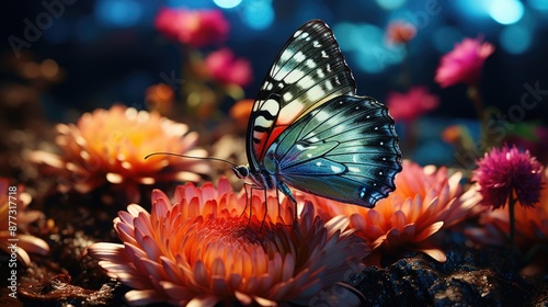 a butterfly is on a flower with the words butterfly.