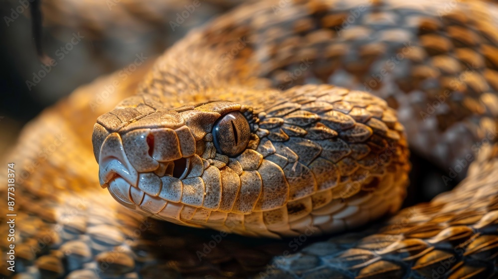 Obraz premium Photo of a venomous snake, close-up.