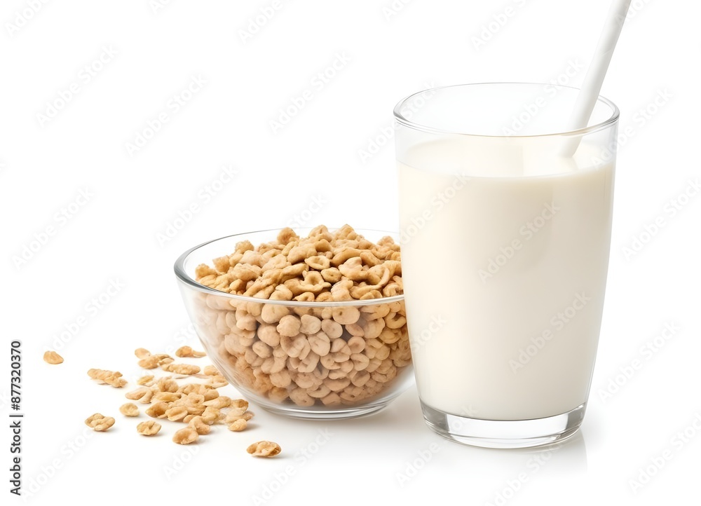 Glass of Milk and Bowl of Cereals - Classic and Nourishing Breakfast Pairing Glass of Milk and Bowl of Cereals - Classic and Nourishing Breakfast Pairing