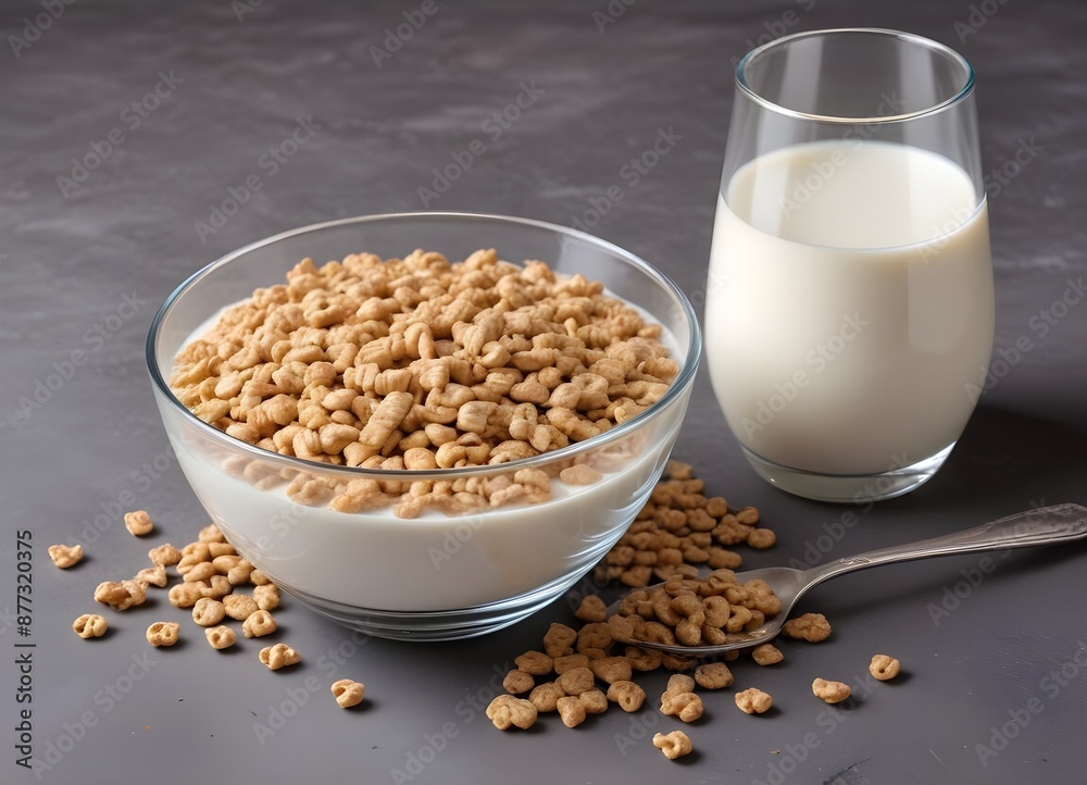 Glass of Milk and Bowl of Cereals - Classic and Nourishing Breakfast Pairing Glass of Milk and Bowl of Cereals - Classic and Nourishing Breakfast Pairing
