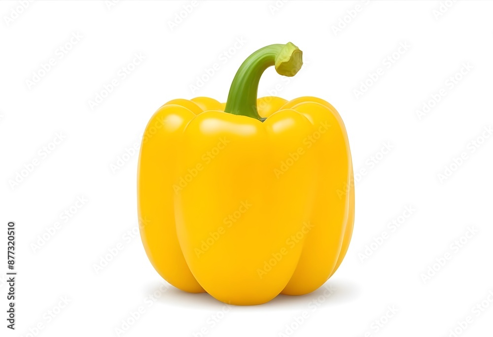 A Bright Yellow Bell Pepper with a Green Stem - Fresh and Vivid Vegetable in Pristine Clarity A Bright Yellow Bell Pepper with a Green Stem - Fresh and Vivid Vegetable in Pristine Clarity