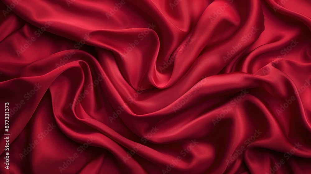 Rich, luxurious red silk fabric draped elegantly, capturing the smooth texture and vibrant color in a detailed and sophisticated scene. Rich, luxurious red silk fabric draped elegantly, capturing the smooth texture and vibrant color in a detailed and sophisticated scene.