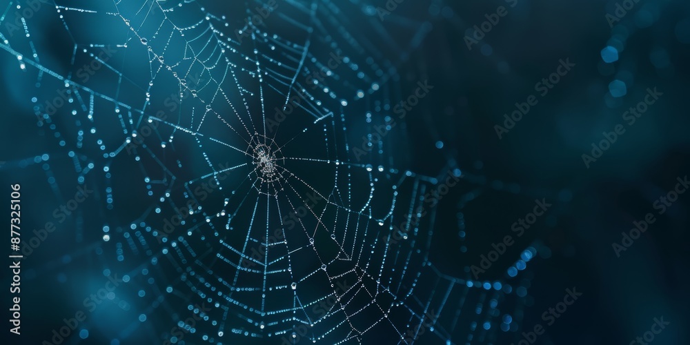 spider web with dew drops , copy space concept for wallpaper or background spider web with dew drops , copy space concept for wallpaper or background