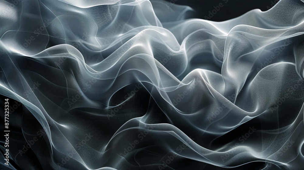 Obraz premium Abstract Gray and White Wavy Fabric Texture