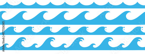 Sea wave pattern background. Vector ocean wave shape pattern. Sea waves pattern. Water wave abstract design. Water line background. Seamless marine decoration pattern background.