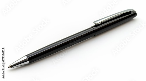Black Ballpoint Pen on White Background