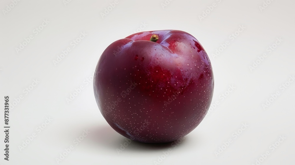 Obraz premium Single Red Plum Isolated on White Background