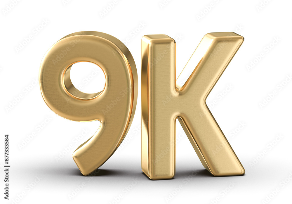 9k Followers Gold Number 3D Render 9k Followers Gold Number 3D Render