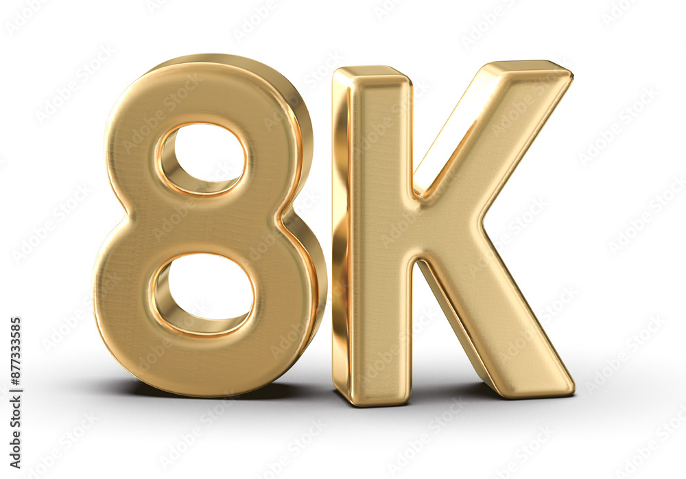 8k Followers Gold Number 3D Render 8k Followers Gold Number 3D Render