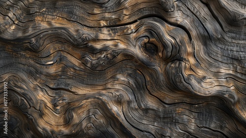 Wavy Wood Texture - Abstract Background - Closeup of Knotted and Aged Wood