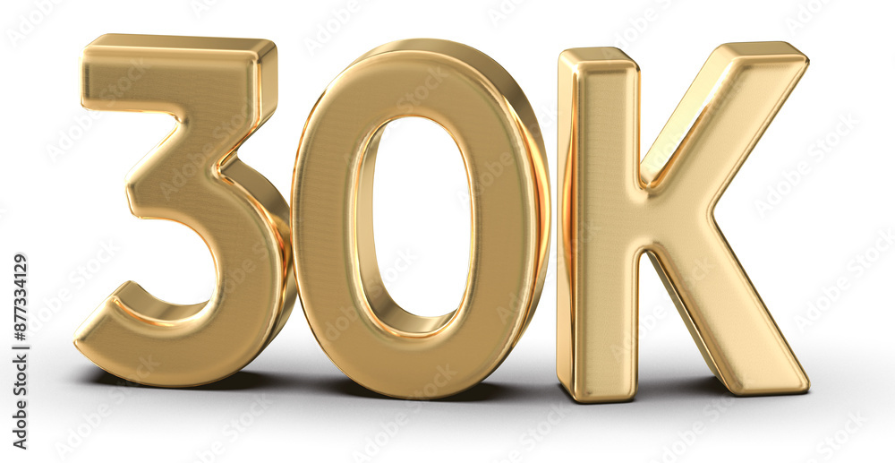 30k Followers Gold Number 3D Render 30k Followers Gold Number 3D Render