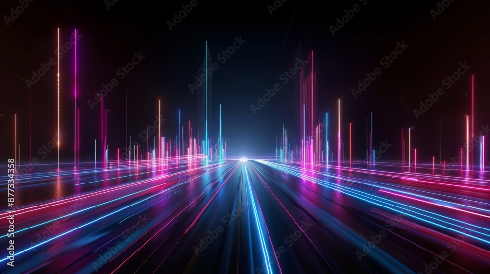Dynamic Neon Lines in Futuristic 3D Render Dynamic Neon Lines in Futuristic 3D Render