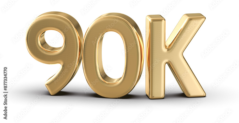 90k Followers Gold Number 3D Render 90k Followers Gold Number 3D Render