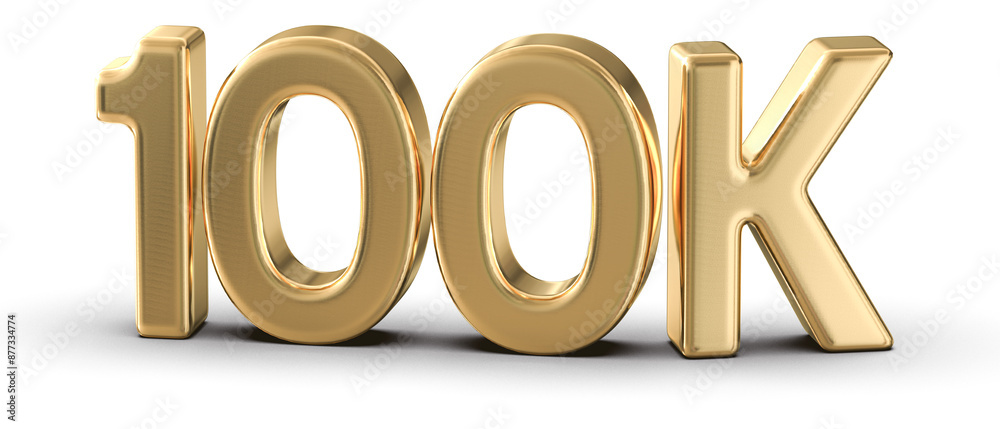 100k Followers Gold Number 3D Render 100k Followers Gold Number 3D Render