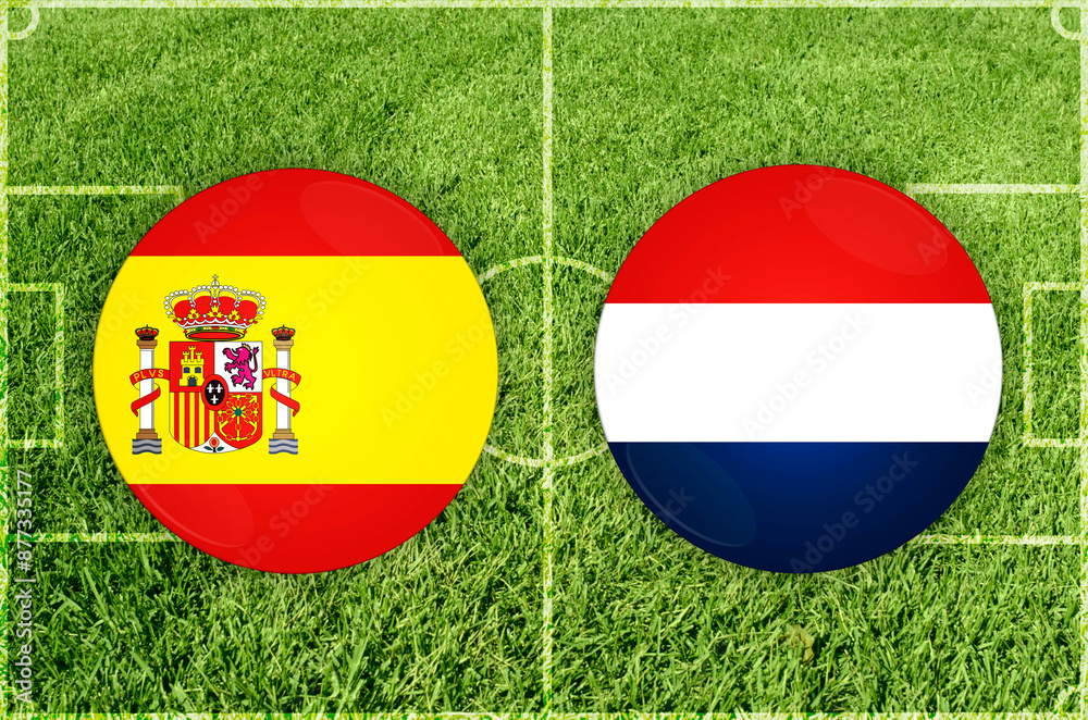 Fototapeta premium Spain vs Netherlands football match