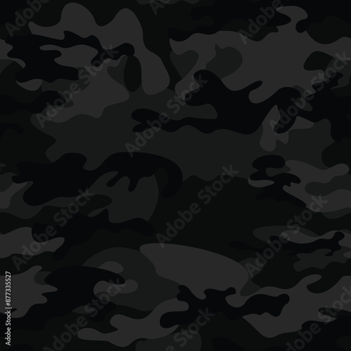 
urban camouflage black background vector illustration seamless pattern, night texture