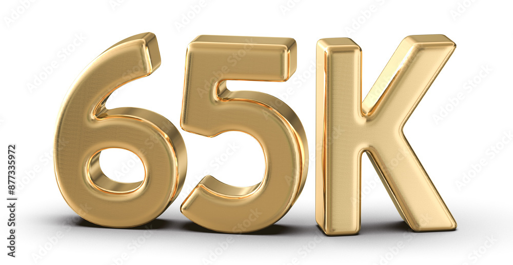 65k Followers Gold Number 3D Render 65k Followers Gold Number 3D Render