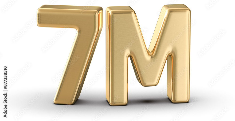 7M Followers Gold Number 3D Render 7M Followers Gold Number 3D Render