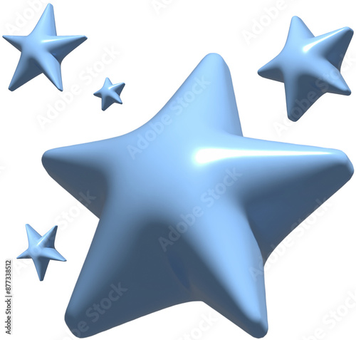3d blue stars in cute jelly pentagram