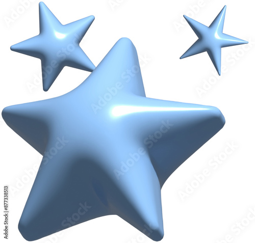 3d blue stars in cute jelly pentagram
