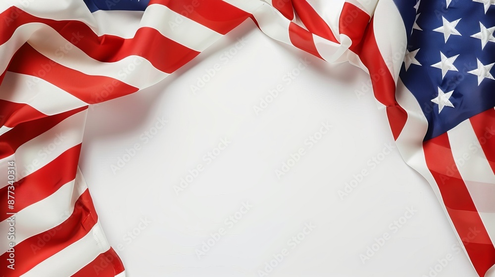 American flag draped in a wave pattern with a white background, symbolizing patriotism, independence, and national pride., 4th of july holiday,Independence Day,Memorial Day American flag draped in a wave pattern with a white background, symbolizing patriotism, independence, and national pride., 4th of july holiday,Independence Day,Memorial Day