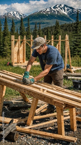 Carpenter working on a wood