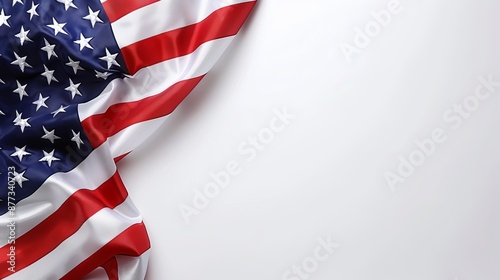 American flag on a white background with space for text. Perfect for patriotic themes and national celebrations., 4th of july holiday,Independence Day,Memorial Day