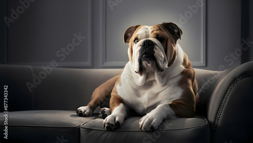 Golden Radiance A Bulldog's Regal Pose